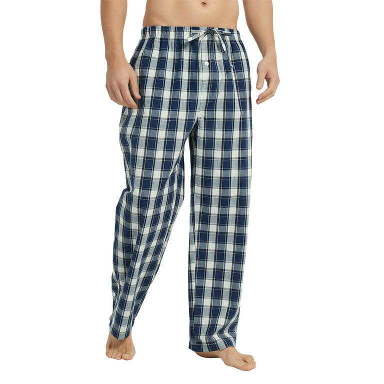 Vulcanodon Mens 100 Cotton Pajama Pants Soft Lightweight Sleep Pants with Pockets Plaid Pajama Bottoms for Men Navy Plaid X Large Shop 2024 Deals Walmart