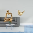 thumbnail image 2 of Figura decorativa abstracta dorada de un pájaro pensador, ideal para la sala de estar moderna, la oficina, el escritorio, la repisa de o c, 2 of 8