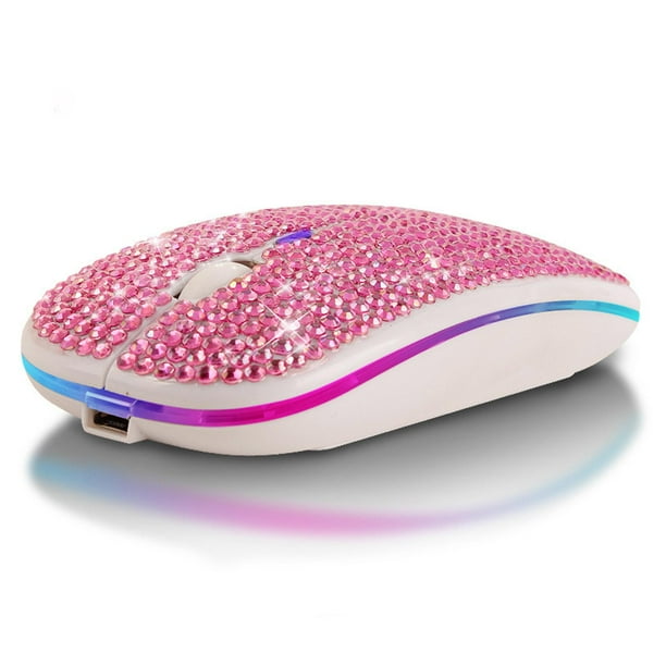 Mouse inalambrico Bluetooth 5.2 y 2.4G Colorful Crystal Rhinestone Rosa perfke Raton inalambrico Walmart en linea