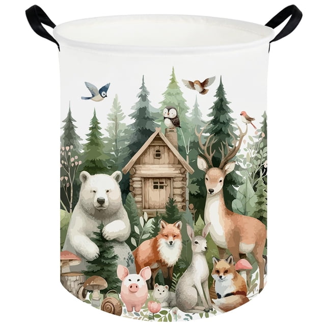 Cesto para ropa de bebé FXOCSHE 50x40 cm impermeable Bosque