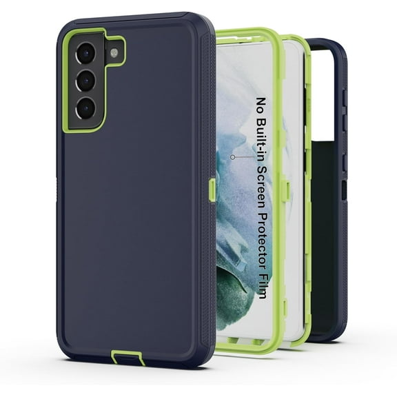 for Galaxy S21 5G Case, Heavy Duty Protective Case with [3 Layers] Rugged Rubber Shockproof Protection Cover for Samsung Galaxy S21(Dark blue/Green)