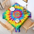thumbnail image 2 of Colorful Rainbow Tie Dye Spiral Pattern Square Tablecloth,Waterproof Square Table Cover,Wipeable Spillproof Washable Table Cover for Home Kitchen Party Decor 60"x60"(152x152cm), 2 of 6