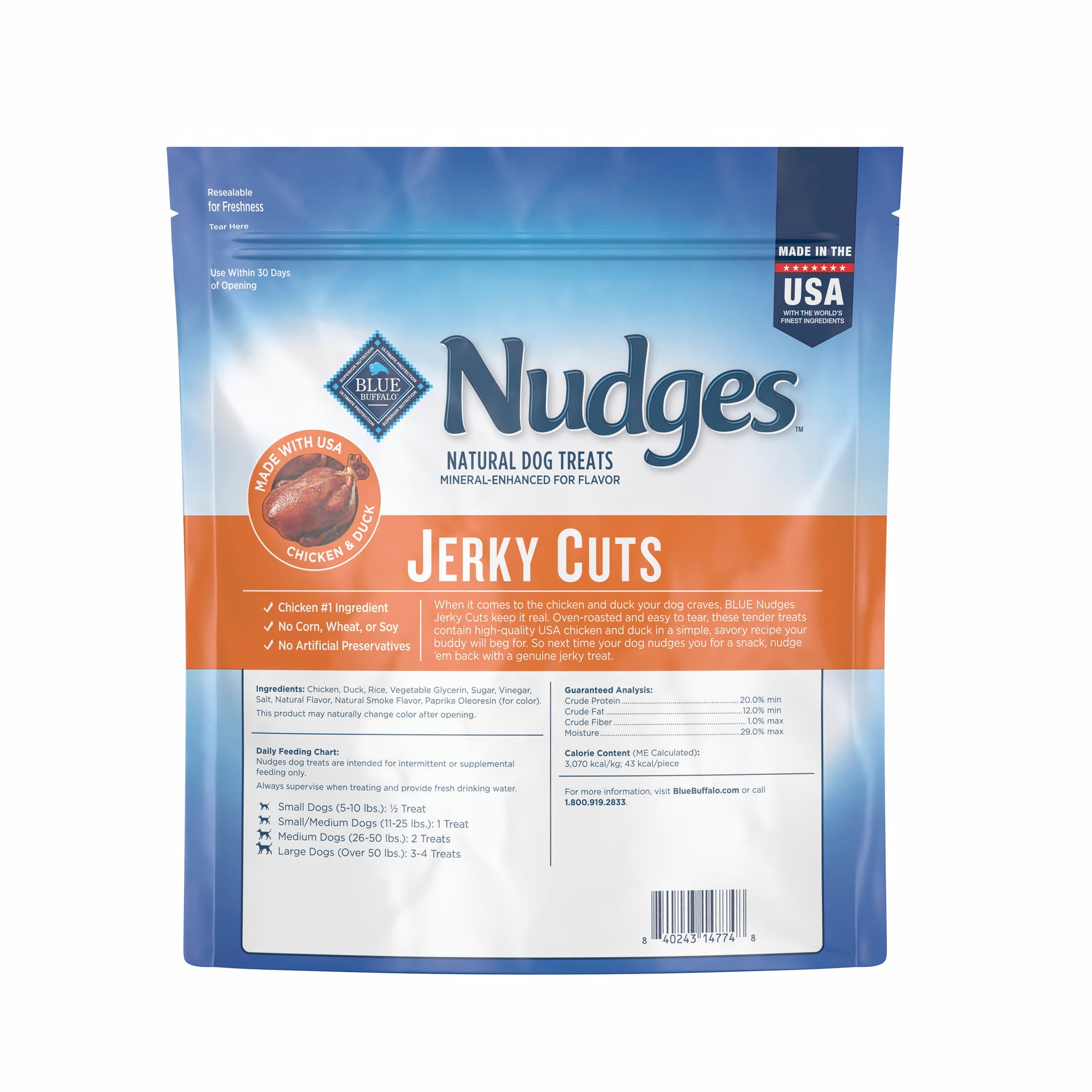 (3 pack) Blue Buffalo Nudges Jerky Cuts Dog Treats Made with Real Chicken & Duck, 36-oz. Bag