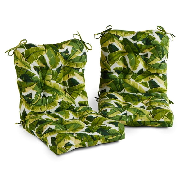 Greendale Home Fashions Outdoor Seat/Back Chair Cushion, 2 Count (Pack of 1), Tropical White