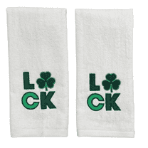 Serafina Home St. Patrick's Day Irish Hand Towels: Soft Absorbent Guest Luck Green Shamrock Clover Applique Embroidery, 100% Cotton, White 16" x 25"
