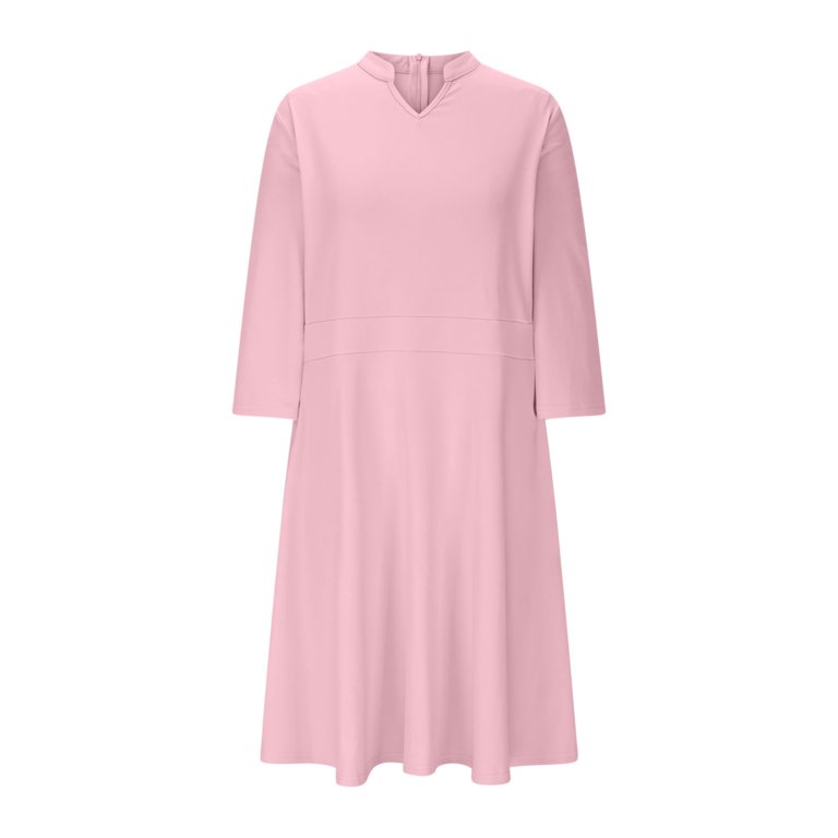 Wyobmus Casual Midi Dress for Women A-Line Semi Formal Fit and Flare Dress 3/4 Sleeve V Neck Cocktail Wedding Guest Work Dress with Pockets Pink - Walmart.com Wyobmus Casual Midi Dress for Women A-Line Semi Formal Fit and Flare Dress 3/4 Sleeve V Neck Cocktail Wedding Guest Work Dress with Pockets Pink - Walmart.com