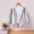 thumbnail image 3 of Boys and Girls Iridescent Sun Protection Jacket, Full Zip Long Sleeve Lightweight Hoodie for Spring and Autumn, Thin UV Protective Outerwear for Outdoor Activities, School, Casual Layering - Silver, 3 of 8