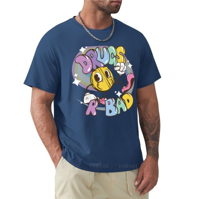 Camiseta de verano para hombre camisa con estampado de DROGS ARE BAD vintage divertida