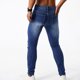thumbnail image 5 of Pantalones largos para hombre, casuales, de moda, con bolsillos perforados, color sólido, elásticos, ajustados, de pierna corta, de mezclilla, pantalones para hombre, 5 of 7