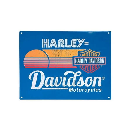 Harley-Davidson Embossed Tin Sign, Bar & Shield Sunset Logo, 15.75 x 12 inches, Harley Davidson