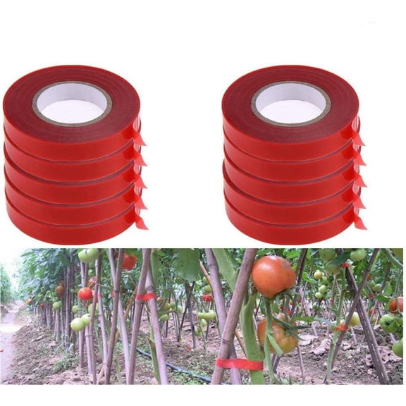 10Pcs/Set PE Plant Branch Hand Tying Binding Machine Flower Vegetable Garden Tapetool Tapener（Red Binding Tape）