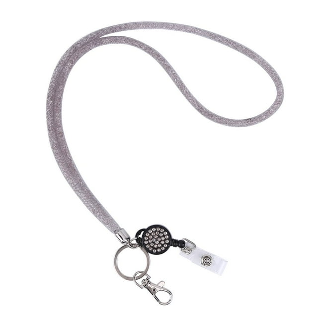 ID Card Lanyard Strap Bling Glitter Retractable Necklace Badge Reel Neck Strap