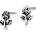 thumbnail image 2 of Sterling Silver Rhodium-Plated Antiqued W/Blue Cz Flower Post Earrings (Width 8) (Length 10.2) - Jbsp, 2 of 5