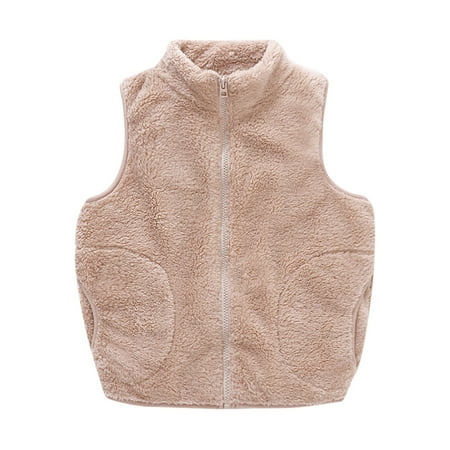

nsendm Toddler Kids Boys Girls Winter Solid Fleece Zippered Coat Jacket Thicken Warm Outwear Boys Winter Coat Size 8 Outerwear Khaki 9-10 Years