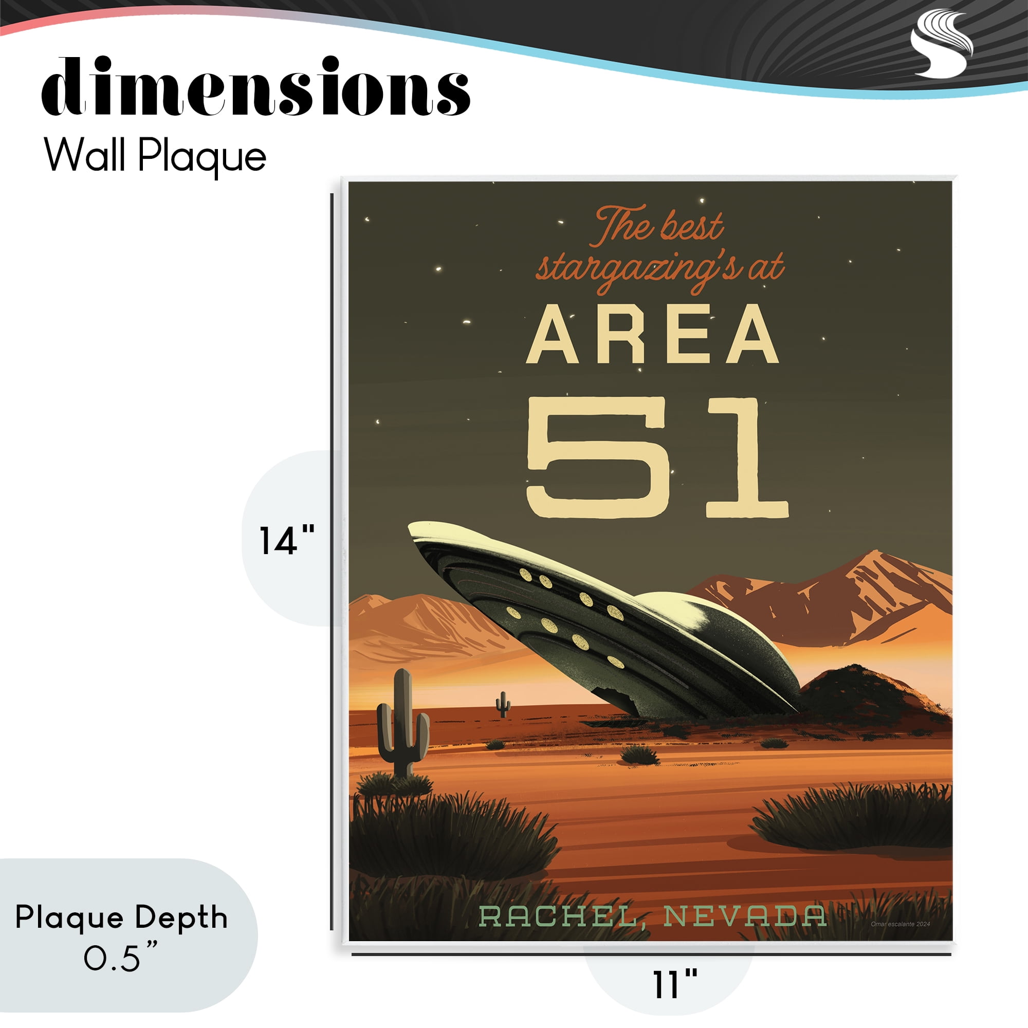 Stupell Industries Stargazing Area 51 Wall Plaque Art, design by Omar Escalante