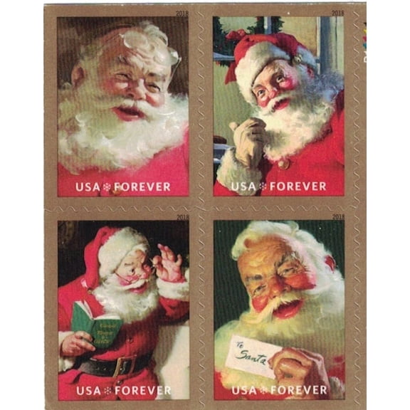 Sparkling Holiday Sheet of 20 Forever USPS First Class one Ounce Postage Stamps (20 Stamps) Christmas Celebration Santa Coca-Cola
