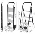 thumbnail image 2 of 2-in-1 Folding Step Ladder & Hand Truck Dolly, 3-Step Ladder 500LBS & 220LBS Capacity, 1-Second Quick Fold Portable Cart for Home, Kitchen, Garage, Moving & Office, Heavy Duty Space-Saving, Black, 2 of 8