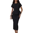 thumbnail image 4 of Women 2 Piece Skirt Sets Skirt Outfits Casual Matching Dress Set Black L, 4 of 9