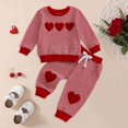 thumbnail image 2 of NIEWTR Toddler Long Sleeve Outfit 2 Pieces Clothes Soft Pullover and Elastic Long Pants Comfy Loungewear for 18-24M 2T-4T Gift Set(A-Red,6-12 Months), 2 of 8