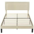 thumbnail image 4 of Taomika, Full Size Tufted Nailhead Upholstered Platform Bed Frame with Adjustable Headboard-Beige, 4 of 8