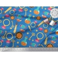 thumbnail image 3 of Soimoi Blue Poly Georgette Fabric Magic Bottle,Ring & Star Nursery Themes Fabric Prints By Yard 42 Inch Wide, 3 of 3