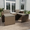 thumbnail image 3 of Emma + Oliver Gray/Natural Indoor/Outdoor Modular Loveseat Sofa Set with Ottomans and Glass-Top Table, 3 of 11