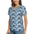 thumbnail image 2 of Vsdgher Blue Shells Women Shirts V Neck Short Sleeve Tops T-Shirt Basic Tees, S to 3XLSmall, 2 of 5
