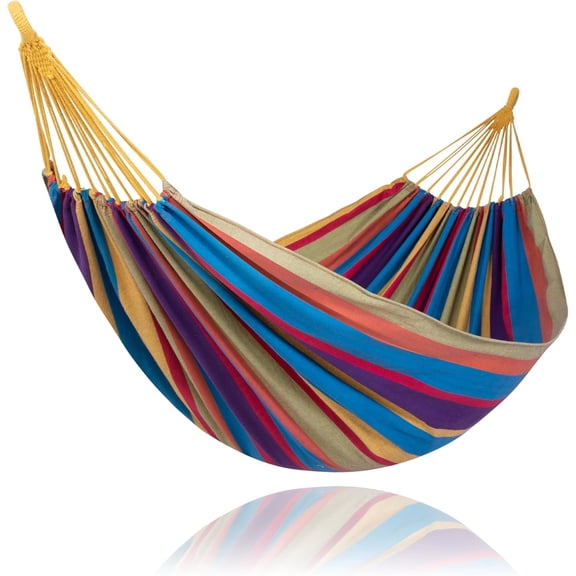 Outdoor Double Hammock, Portable Tree Colorful Hammock, Colorful Stripes