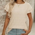 thumbnail image 3 of SHITINN Women's Floral Sleeve Hollow Out Round Neck T Shirt for Outdoor Home and Short Sleeve Tops T-Shirts for Women Summer Shirts Women, 3 of 5