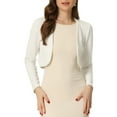 thumbnail image 1 of CHAQUETA Tweed Inspire CHIC para Mujer, Cárdigan Bolero Corto de Cuadros Abierto L Blanco, 1 of 6