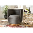 thumbnail image 6 of Baxton Studio Saffi Glam and Luxe Grey Velvet Fabric Upholstered Gold Finished Swivel Accent Chair, 6 of 6