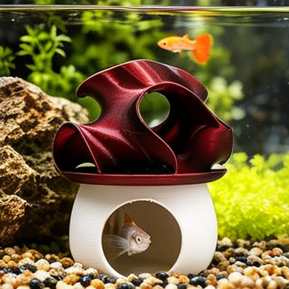 BPPEG 1Pc Floating Betta Fish Hammock Bed,Beta Hide Cave and Resting Spot,Fish Tank Accessories Decor Toy,Betta Fish Feeding Ring for Aquarium,Shrimp Betta Log Bed(Red)