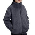 thumbnail image 2 of Boys Girls Sherpa Fleece Coats Zip Up Standing collar Jackets with Pockets for Boys Girls Fall Winter Cozy Outerwear, 2 of 4