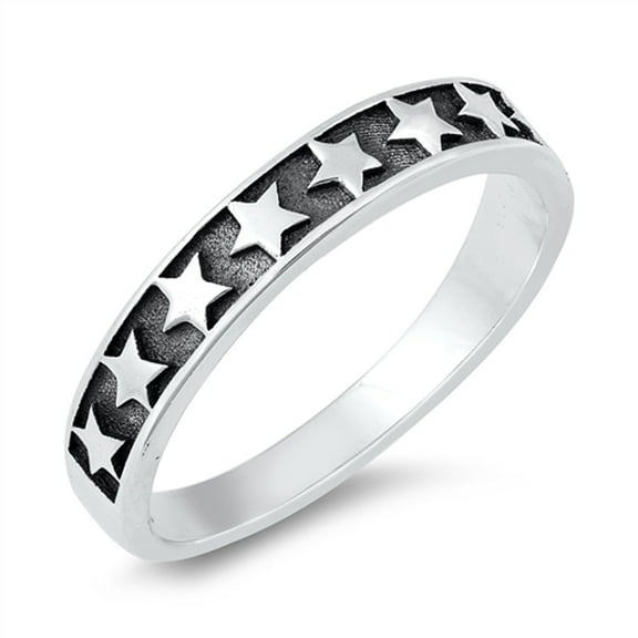 Unique Oxidized Relief Dream Star Ring .925 Sterling Silver Band Jewelry Female Male Unisex Size 6