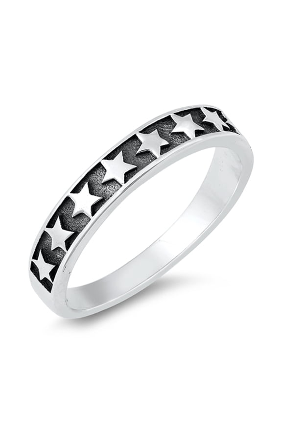 Unique Oxidized Relief Dream Star Ring .925 Sterling Silver Band Jewelry Female Male Unisex Size 8