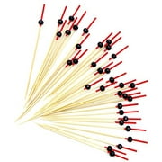 putwo handmade cocktail picks 100 counts cocktail sticks bead frilled toothpicks party supplies - black