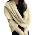 thumbnail image 3 of Women Autumn Winter Scarf Wrap with Sleeve, Cozy Knitted Wrap Shawl, Lady Fashion Solid Color Knitted Wrap Scarf, 3 of 7