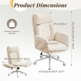 thumbnail image 4 of Chaise de Bureau à Croisillons avec Roulettes, Grande et Haute Chaise de Bureau, Accoudoirs Réglables, Beige Chenille, 4 of 8