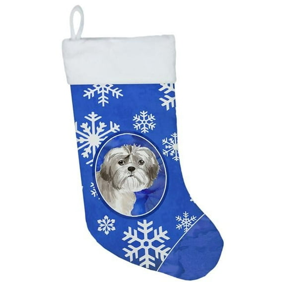 Shih Tzu Puppy Winter Snowflakes Christmas Stocking