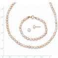 thumbnail image 3 of 14k 3-5mm Semi-Round Pink Freshwater Cultured Pearl 12 inch Necklace, 5 inch Bracelet and Post Earring Set XF400SET, 3 of 8