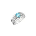 thumbnail image 6 of RYLOS Men's Rings 14K White Gold Ring Classic Designer Style 8X6MM Oval Gemstone & Diamond Ring Blue Topaz Birthstone Rings For Men Size 13, 6 of 7