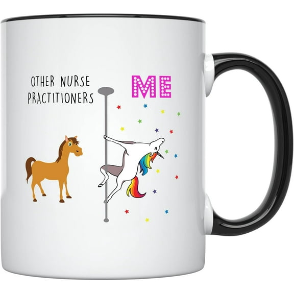 YouNique Designs Nurse Practitioner Mug, 11 Ounces, Unicorn Mug for Graduation Gifts, Family Nurse Gifts for Women (White)