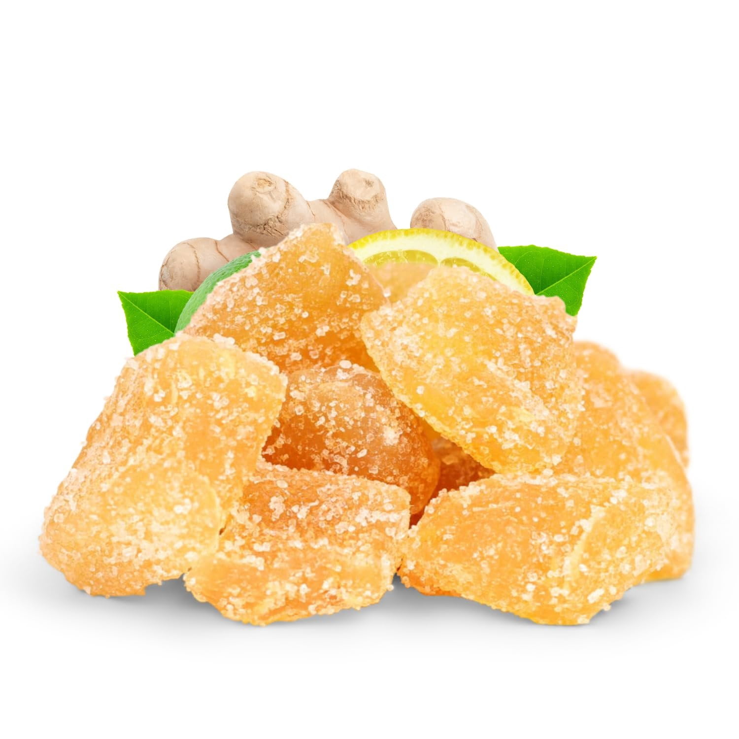 Crystallized Ginger Chunks by It's Delish, 2.5 Lb Jumbo Reusable Container  Candied Dried Ginger Fruit Chews Natural Candy, Ginger Root with Sugar Crystals, Unsulphured - Healthy Snack, Vegan, Kosher