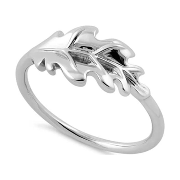 925 Sterling Silver Oxidized Platinum Plated Leaf Women Valentines Day Gifts Ring