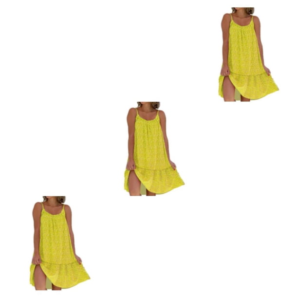 Vestido bohemio elegante y cómodo Minnieouse largo Vintage hombros descubiertos amarillo 3XL