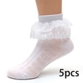 thumbnail image 2 of LYMAYTER 5 Pack ‌Baby Girls Socks Ruffle Eyelet Mesh Ankle Soft Dress Kids Princess Socks 1-12Y, 2 of 7