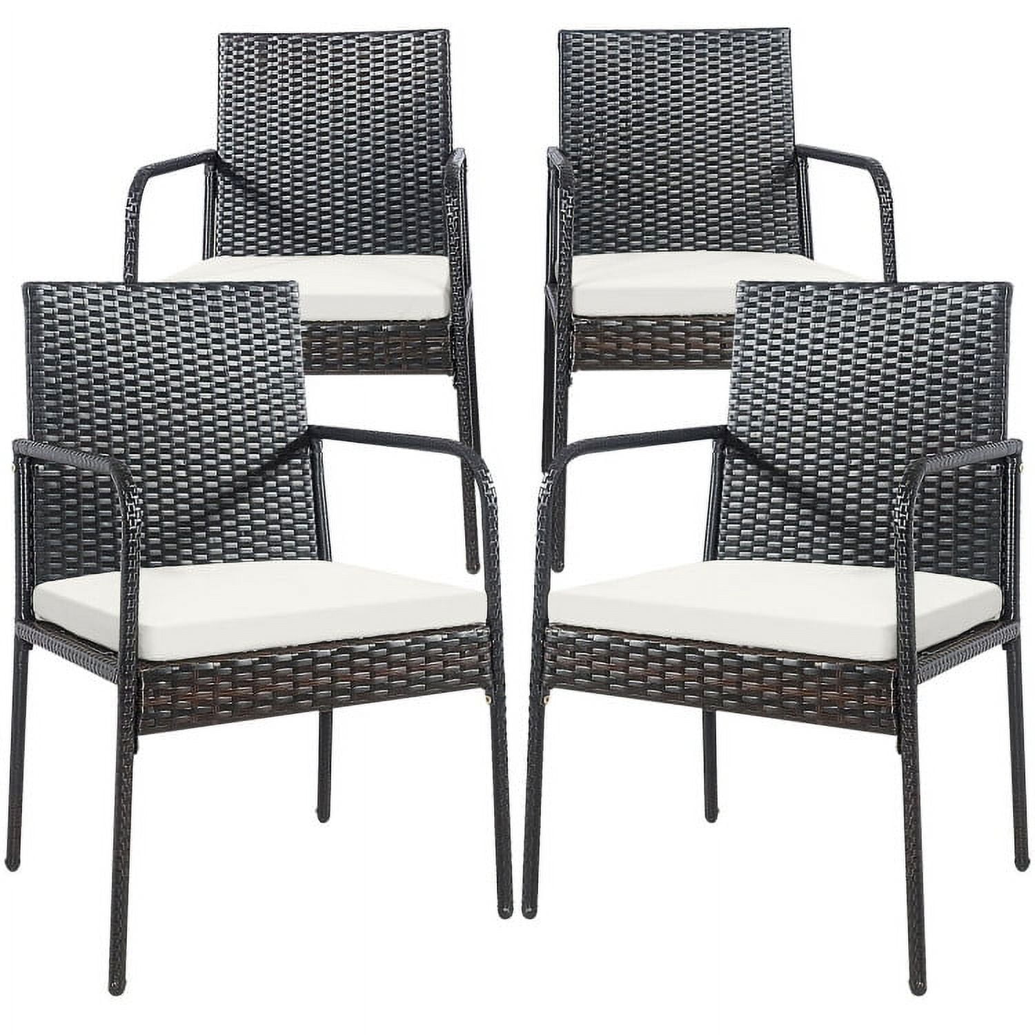 Aimee Lii 4 Pieces Patio Wicker Rattan Dining Set with Comfy Cushions, Outdoor Patio Furniture