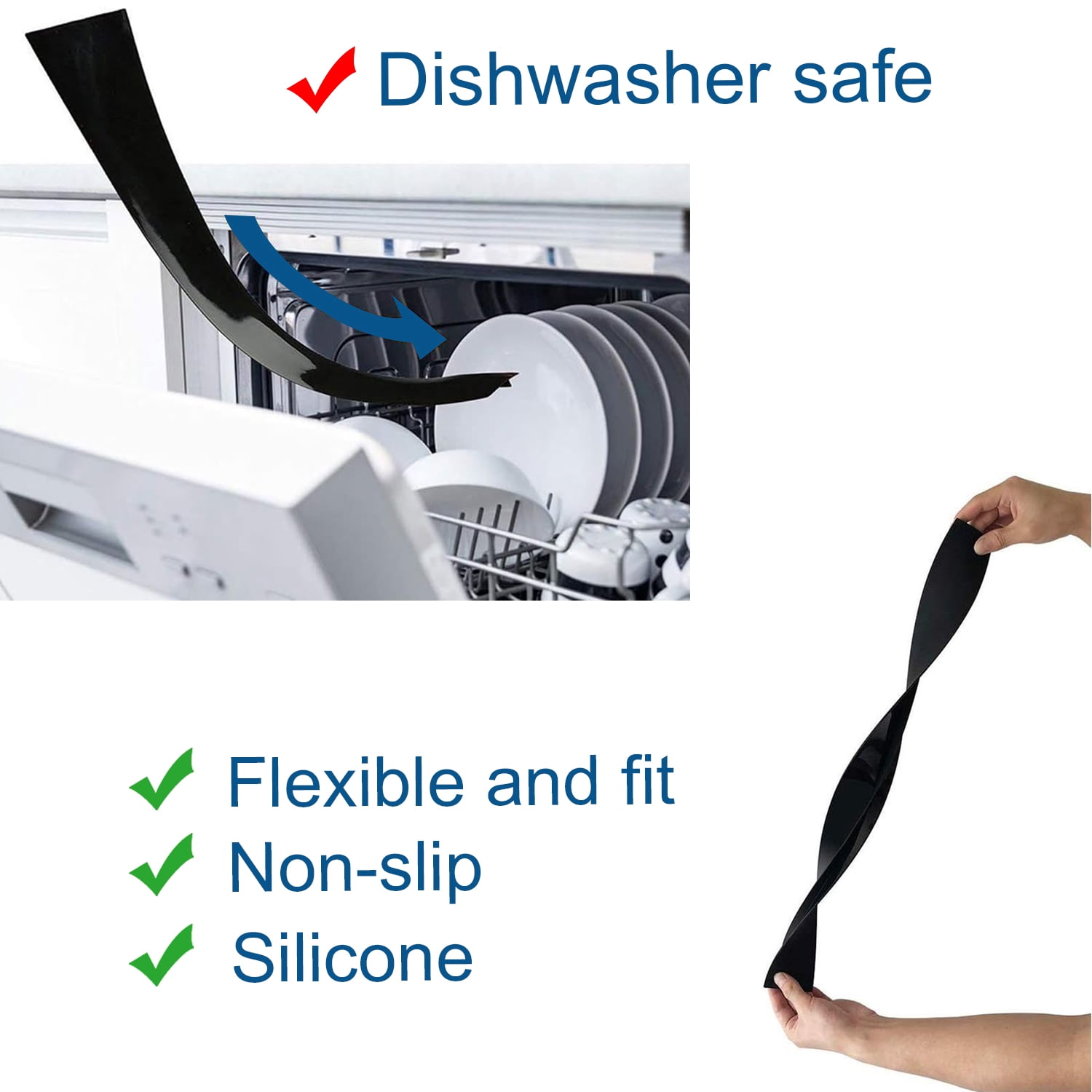 UHIAGREE Stove Counter Gap Cover,2 pack 25 inch Kitchen Silicone Oven Guards for Sides(Black)