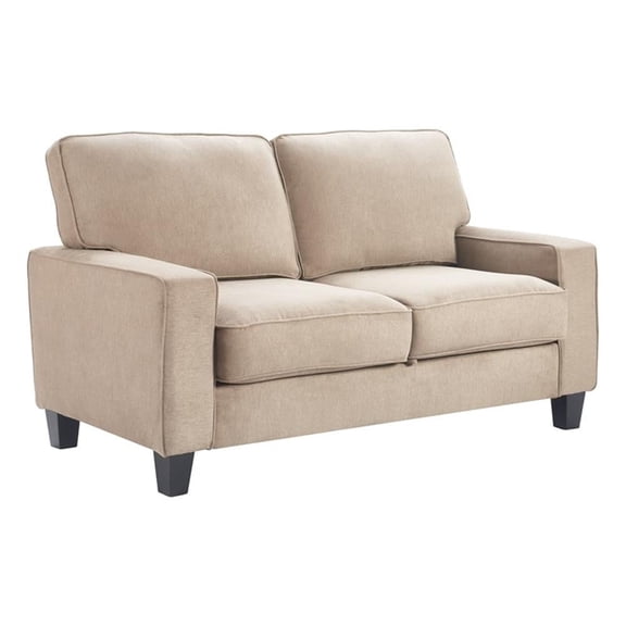 Serta Palisades 61" Track Arm Fabric Loveseat with Storage Soft Beige