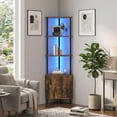 thumbnail image 3 of Corner Storage Shelf with LED Lighting - Efficient Corner Storage, Customizable Multi-Color LED Lighting, Versatile Display & Concealed Storage, Sturdy Industrial Build, 3 of 5